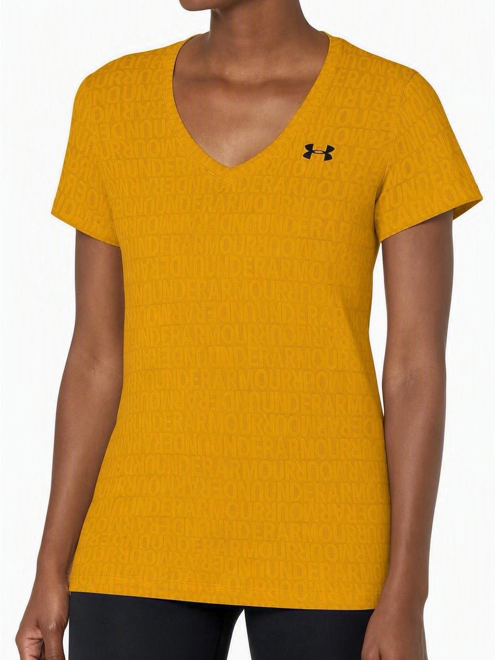 Under Armour Women’s V-Neck Short Sleeve Tee in Mustard Gold